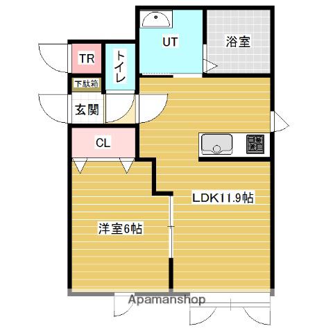 エムズラグザC棟(1LDK/1階)の間取り写真