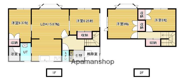 北海道岩見沢市 2階建 築33年(4LDK)の間取り写真