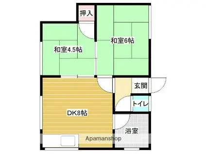 中村荘(2DK/2階)の間取り写真