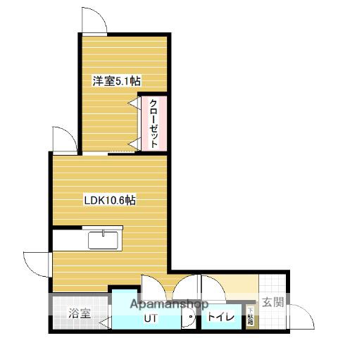 レオニール岩見沢(1LDK/1階)の間取り写真