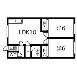 第2北栄ハウス(2LDK/1階)の間取り写真