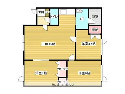 ケンネルクラブハウス(3LDK/2階)の間取り写真