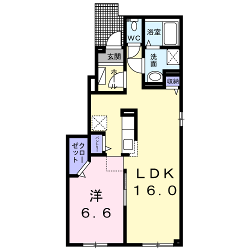 タカトモドリームⅡ(1LDK/1階)の間取り写真
