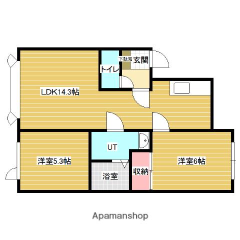 エスポワールC(2LDK/2階)の間取り写真