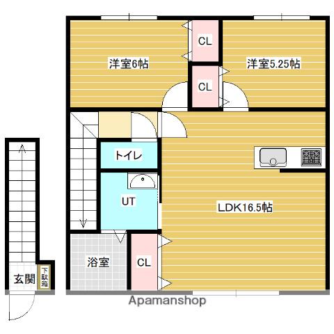 モントワールメゾン壱番館(2LDK/2階)の間取り写真