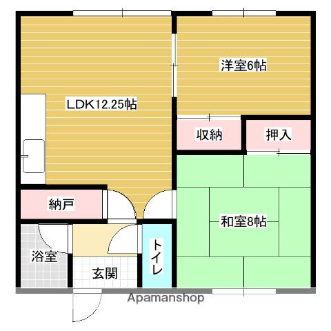 若草マンション(2LDK/1階)の間取り写真