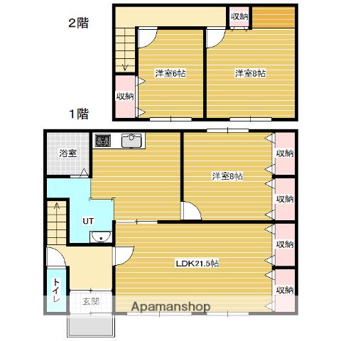 函館本線 美唄駅 徒歩12分 2階建 築59年(3LDK)の間取り写真