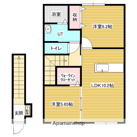クラージュマロンC(2LDK/2階)の間取り写真