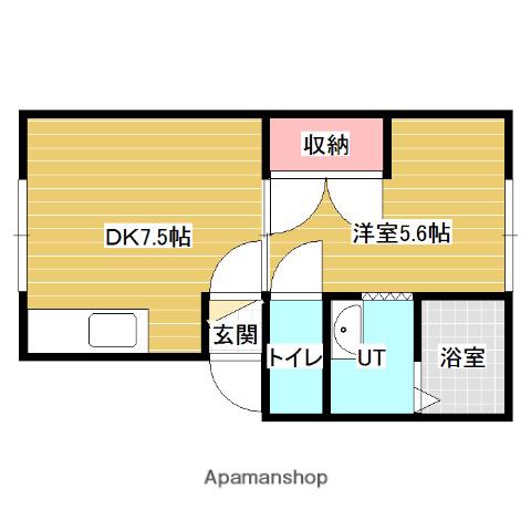 ロワール56(1DK/2階)の間取り写真