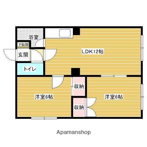 島崎マンション(2LDK/2階)の間取り写真