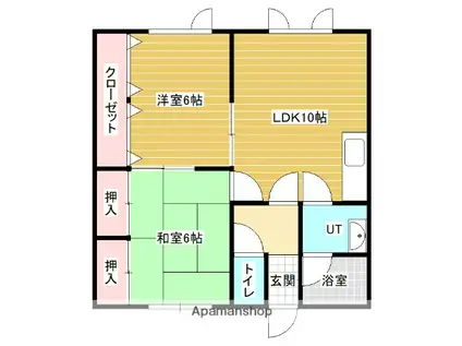 ヒルズ6.12(2LDK/1階)の間取り写真