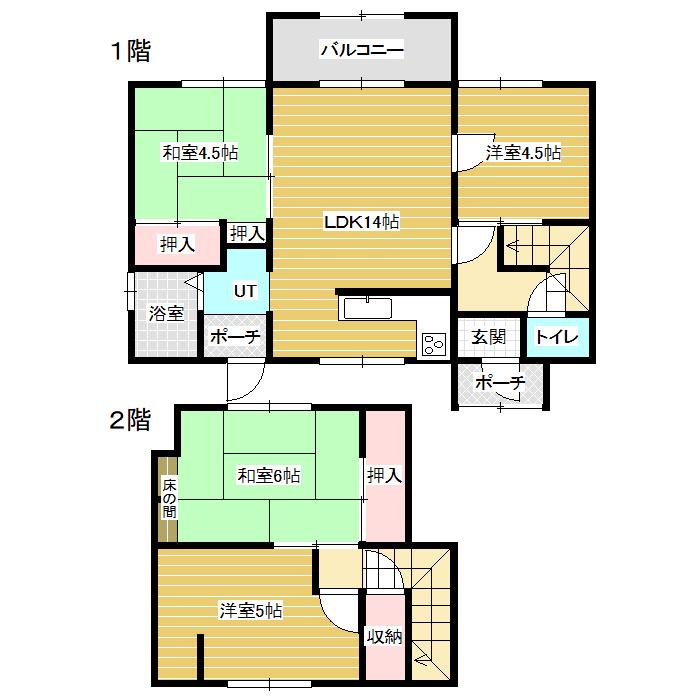 函館本線 岩見沢駅 バス乗車時間：12分 まむれ団地バス停で下車 徒歩3分 2階建 築58年(4LDK)の間取り写真