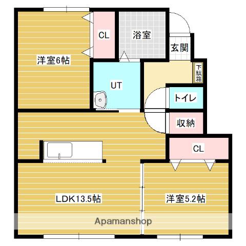 モントワールメゾン弐番館(2LDK/1階)の間取り写真