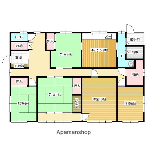 函館本線 岩見沢駅 バス乗車時間：5分 北３条西１９丁目バス停で下車 徒歩5分 1階建 築44年(5DK)の間取り写真