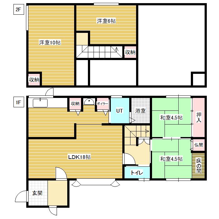 北海道岩見沢市 2階建 築59年(4LDK)の間取り写真