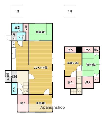 函館本線 岩見沢駅 バス乗車時間：10分 ４条東１８丁目バス停で下車 徒歩5分 1階建 築58年(4SDK)の間取り写真