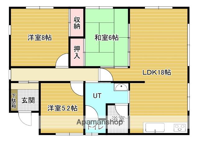 函館本線 美唄駅 バス乗車時間：10分 翠明通りバス停で下車 徒歩4分 1階建 築44年(3LDK)の間取り写真