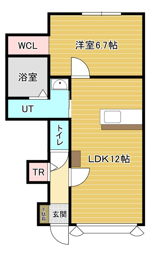 ベルクレストB棟(1LDK/1階)の間取り写真
