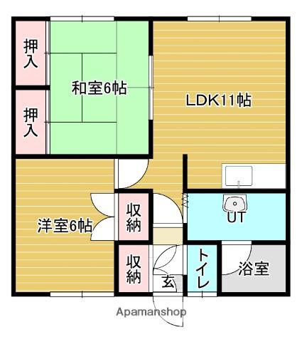 アディール司(2LDK/2階)の間取り写真
