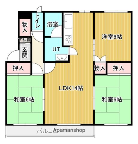 ヒルズ鳩が丘Ⅱ(3LDK/2階)の間取り写真