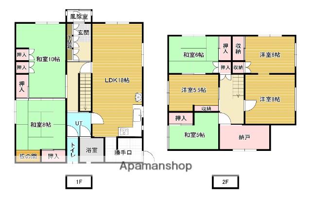 函館本線 岩見沢駅 バス乗車時間：15分 まむれ団地バス停で下車 徒歩3分 2階建 築55年(7SLDK)の間取り写真