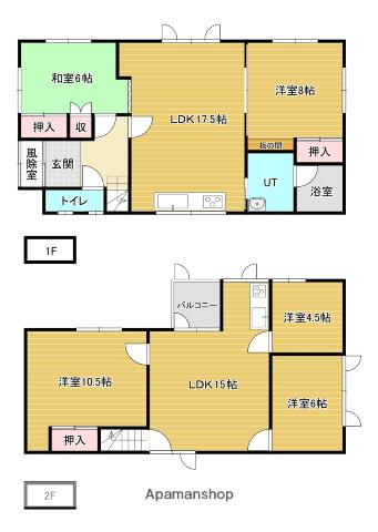 北海道岩見沢市 2階建 築55年(6LDK)の間取り写真