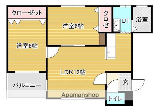 WOODY VILLA(2LDK/1階)の間取り写真
