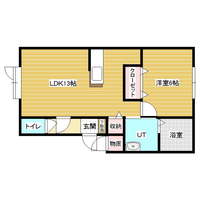 LIVE HILLS PG A(1LDK/1階)の間取り写真