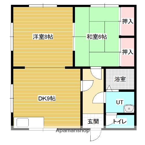 金子アパート(2DK/1階)の間取り写真