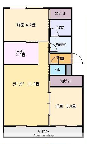 レ・バンテ(2LDK/3階)の間取り写真