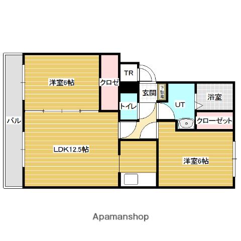 ファーストスクエア1条通(2LDK/3階)の間取り写真