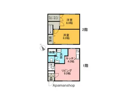 アピア2000(2LDK/1階)の間取り写真