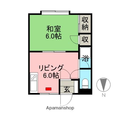 シルキー(1DK/1階)の間取り写真