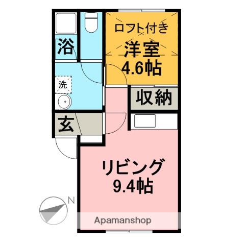 ペンタスⅠ(1DK/2階)の間取り写真