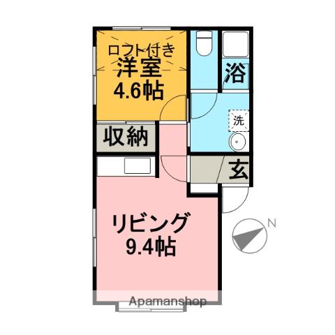 ペンタスⅠ(1DK/2階)の間取り写真