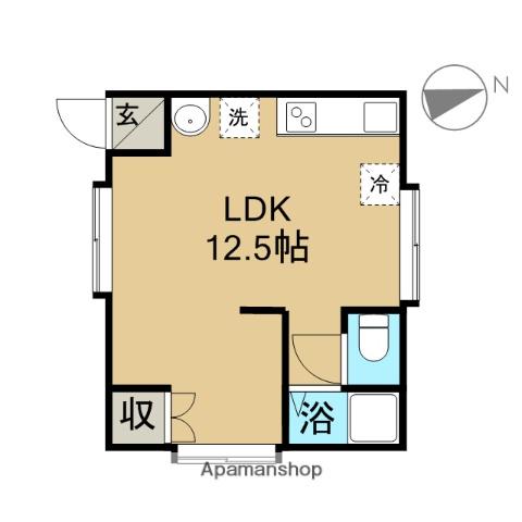 セリーヌⅠ(ワンルーム/2階)の間取り写真