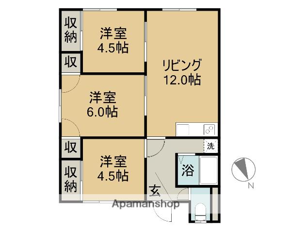 東町第二コーポA(3DK/2階)の間取り写真