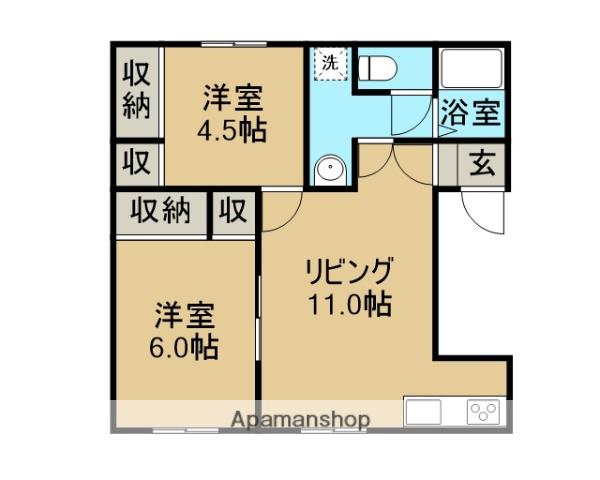 ハイツ原(2DK/3階)の間取り写真