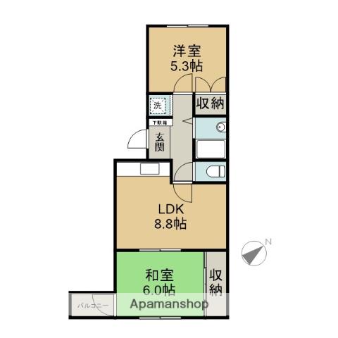 グランドハイツ富士(2DK/4階)の間取り写真