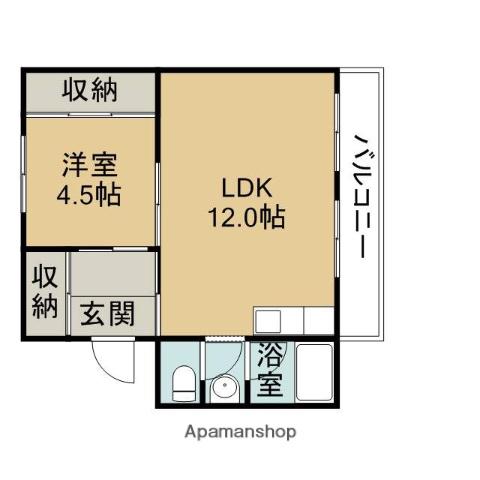 フォーシーズン滝川Ⅰ(1DK/1階)の間取り写真