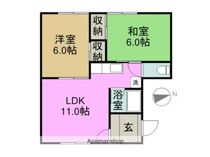 コーポ館(2LDK/2階)の間取り写真