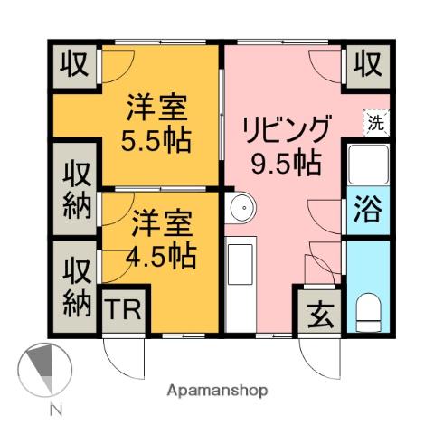 コスモ黄金(2DK/1階)の間取り写真