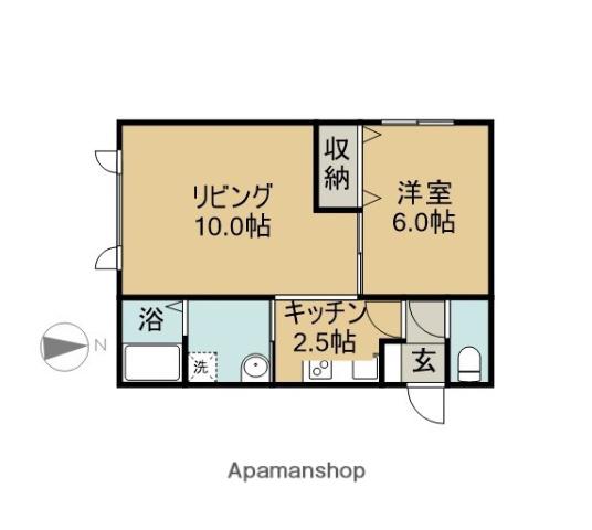 グランビュー緑町(1LDK/2階)の間取り写真
