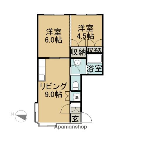 フィールエバンス(2DK/1階)の間取り写真