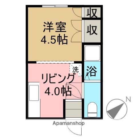 スタードウル(1DK/2階)の間取り写真