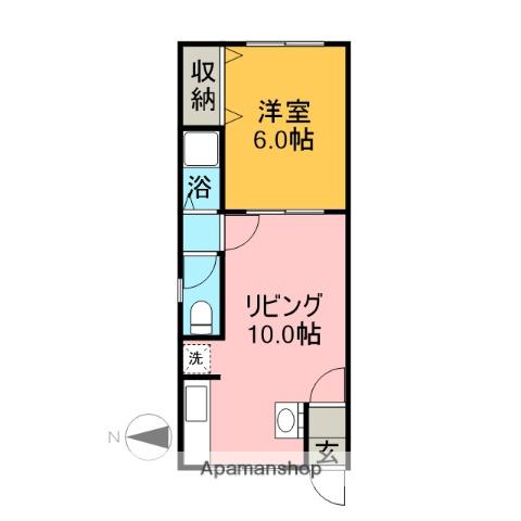 フィール幸町(1DK/2階)の間取り写真