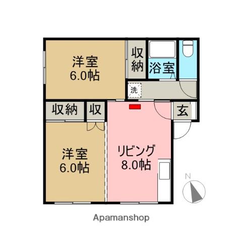 ハイツ中村(2DK/1階)の間取り写真
