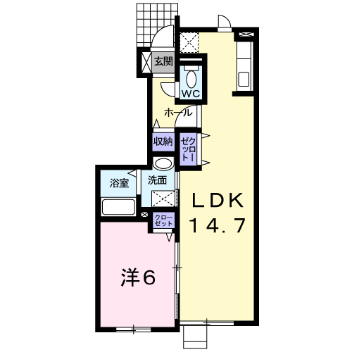 ベルオーブW(1LDK/1階)の間取り写真