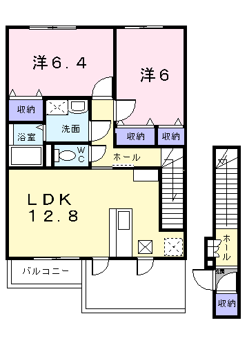 パラッツオエテルノC(2LDK/2階)の間取り写真