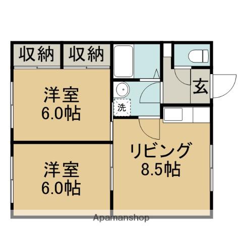 光コーポB(2DK/3階)の間取り写真